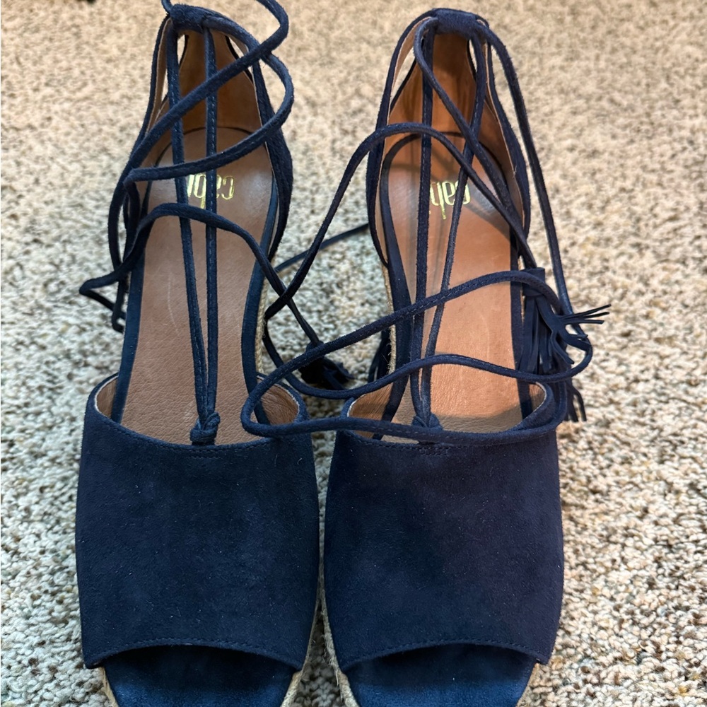 CAbi Navy Lace-Up Espadrilles